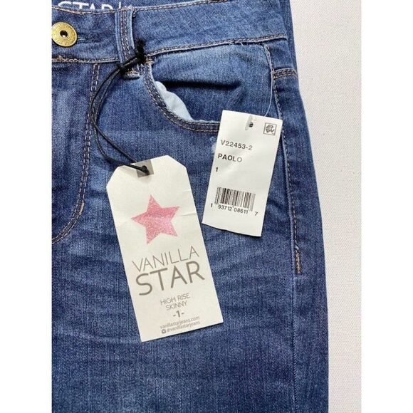 Vanilla Star Distressed Skinny Ankle Jean Juniors 25 XS Blue Ripped Frayed NEW - Picture 10 of 11